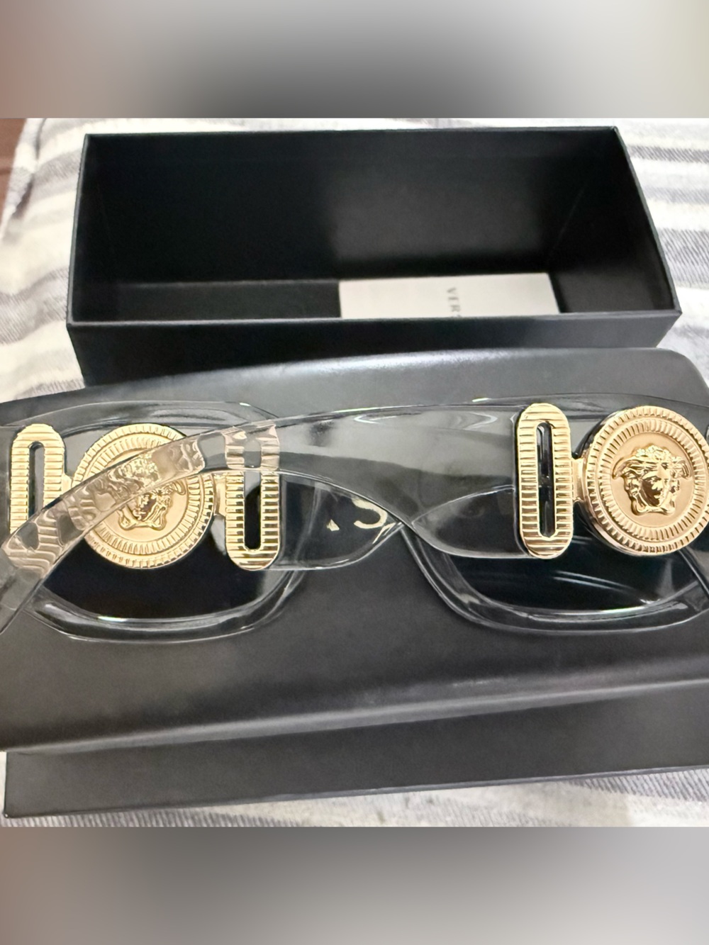 Versace Black Frame Silver Mirrored Lens Sunglasses - Picture 2 of 5